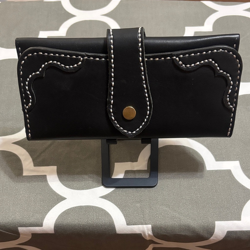Black Unisex Wallet with White Stitching NEW